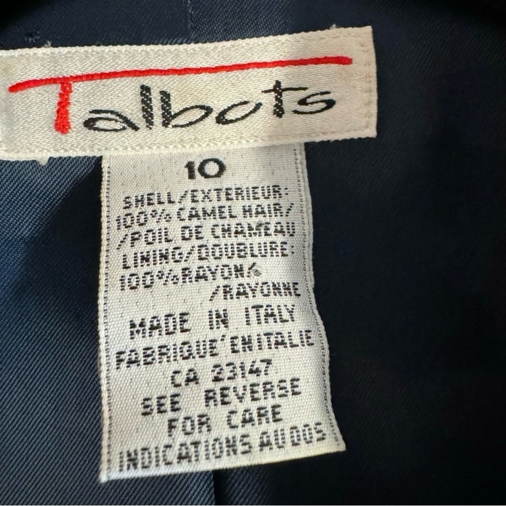 Vtg 100% Camel Hair Talbots blue preppy warm two button blazer.Size 10 - Picture 7 of 10